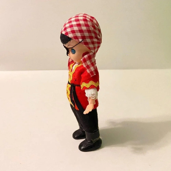 Vintage  Hard Plastic Pirate Boy Doll Open Shut Eyes 6 Inch Tall Figure Flaws - Picture 9 of 16